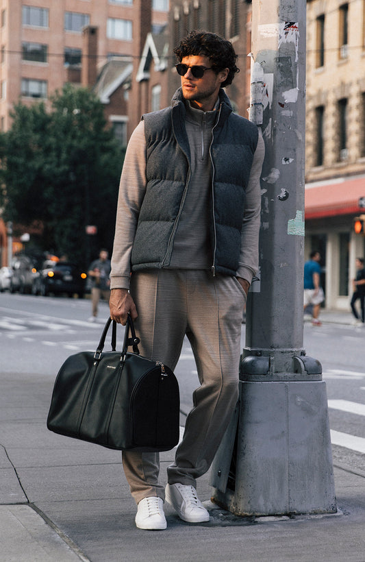 Leandre Regular Premium Textured Quarter Zip in Taupe